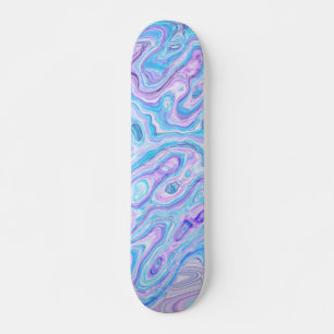 Violet Blue Marble Texture Abstract Liquid Paint Skateboard