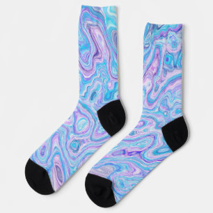 Violet Blue Marble Texture Abstract Liquid Paint Socks
