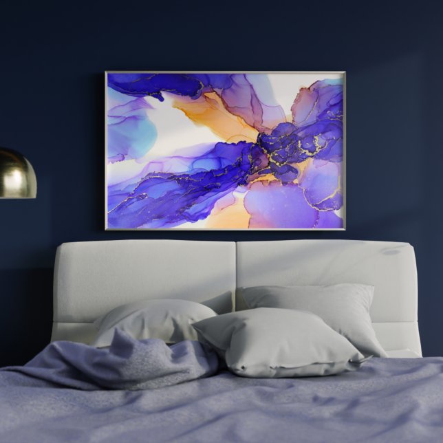 Violet Blue Orange Abstract Alcohol Ink Poster (Creator Uploaded)