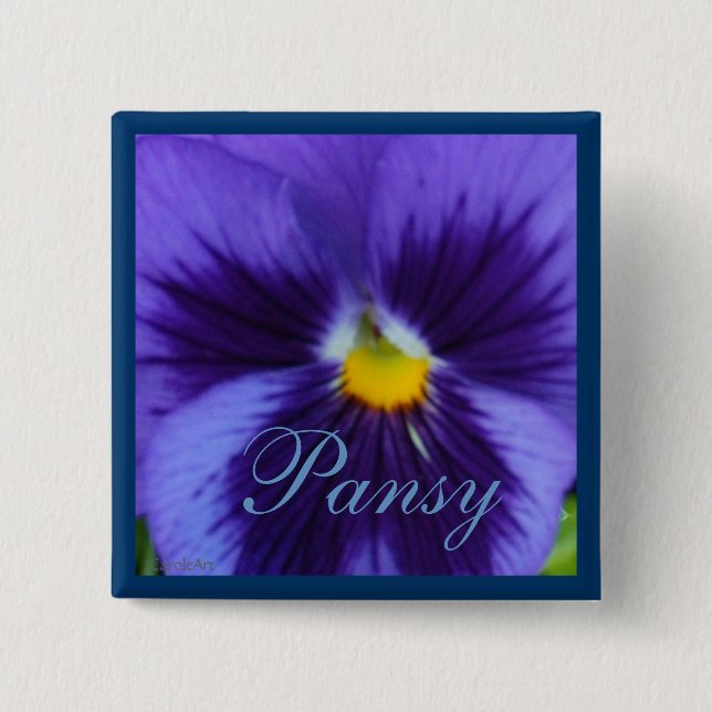 Violet Blue Pansy 15 Cm Square Badge (Front)