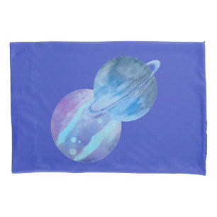 Violet Blue Planets Single Standard Pillowcase
