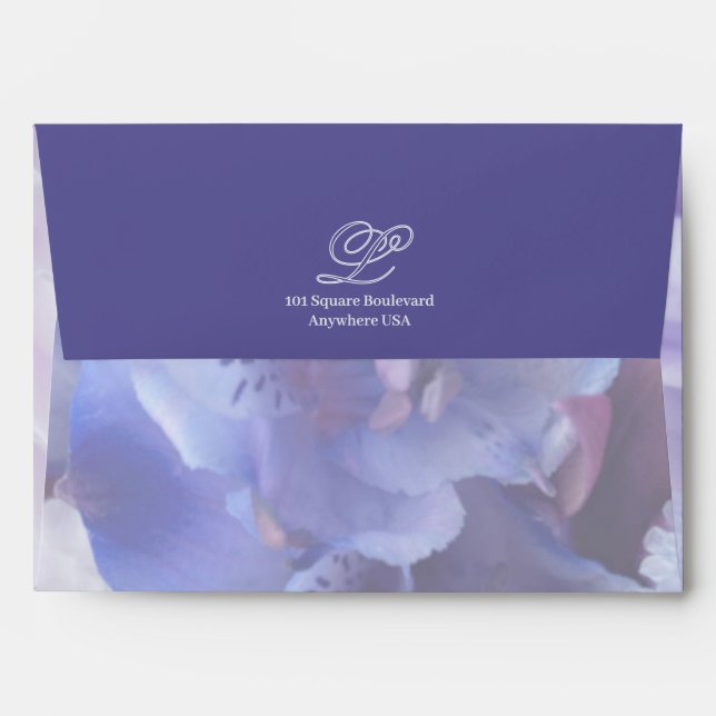 Violet Blue Rose Floral Envelope (Back (Top Flap))