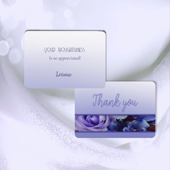 Violet Blue Rose Floral Thank You Card (Creator Uploaded)
