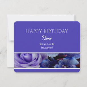 Violet Blue Rose Happy Birthday Greeting Card