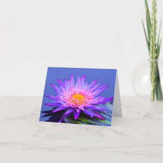 Violet Blue Water Lily Blank Note Greeting Cards