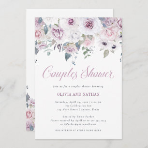 Violet Blush   Floral Couples Shower Invitation