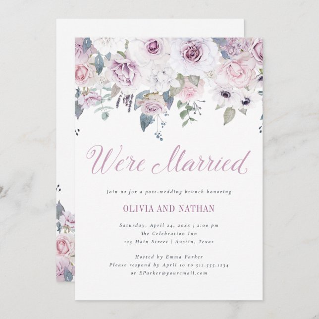 Violet Blush | Floral Post Wedding Celebration Invitation (Front/Back)