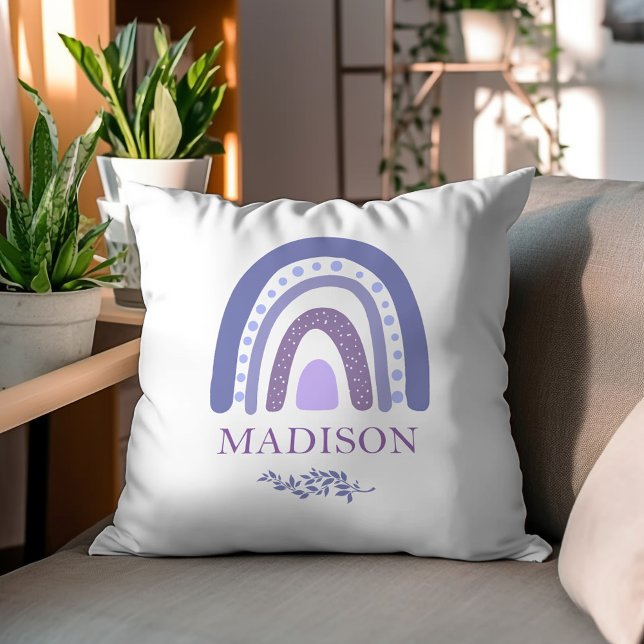 Violet Boho Rainbow Personalised Throw Pillow (Creator Uploaded)