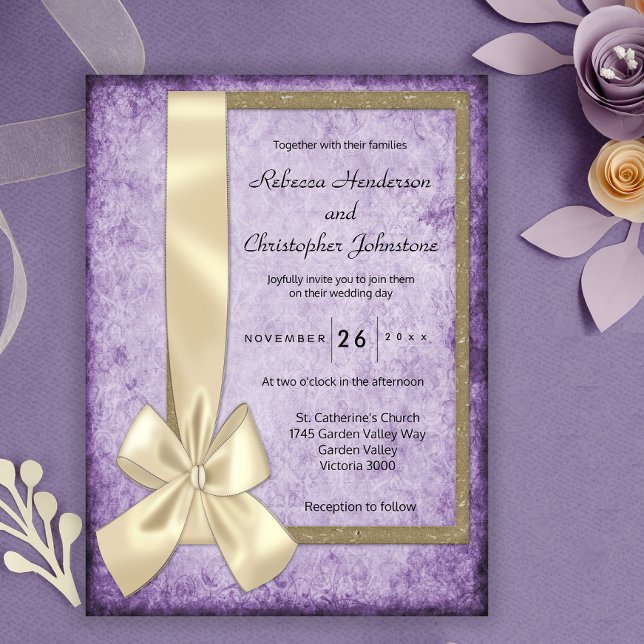 Violet Boho Rustic Wedding  Invitation (Creator Uploaded)