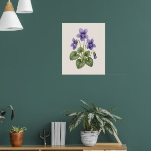 Violet Botanical, February Birth Flower Poster