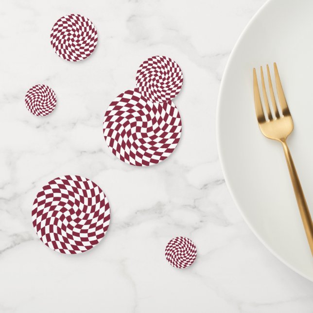 Violet Burgundy Wedding Collection Check Chequered Confetti (Group)