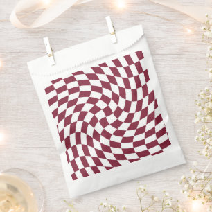 Violet Burgundy Wedding Collection Check Chequered Favour Bag
