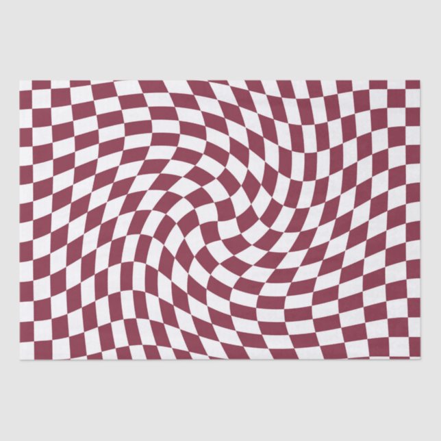 Violet Burgundy Wedding Collection Check Chequered Tissue Paper (Front)