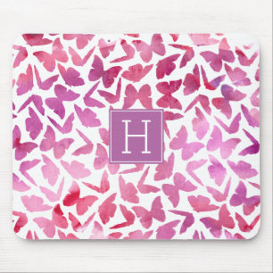 Violet Butterflies Pattern Mouse Pad