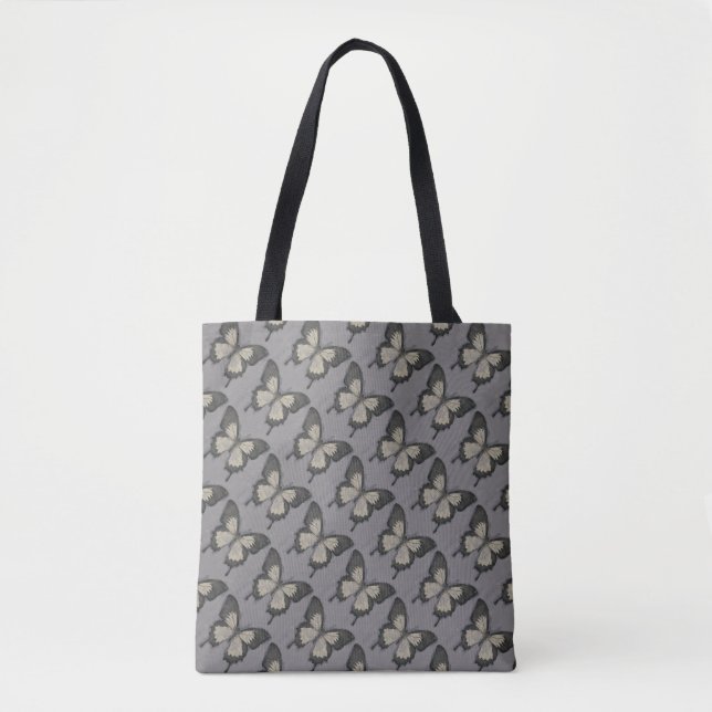 Violet Butterfly Pattern Tote Bag (Front)