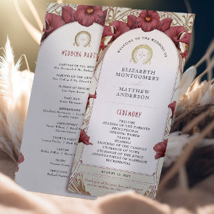 Violet Calla Lilies Wedding Program Art Nouveau