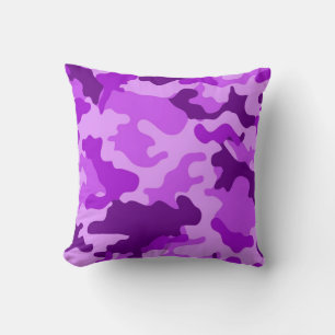 Violet Camo Pattern Throw Pillow