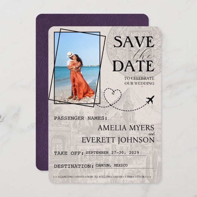 Violet Cancun Passport Save The Date (Front/Back)