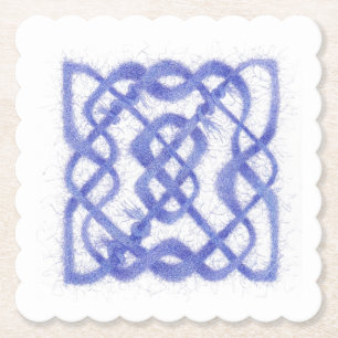 VIOLET CELTIC KNOT Scalloped Square Paper Coasters
