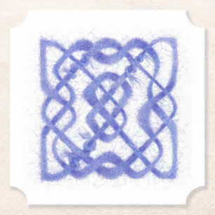 Violet Celtic Knot Ticket Shape Paper Coasters