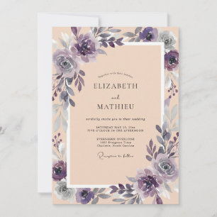 Violet Champagne Foliage Eucalyptus Wedding Invitation