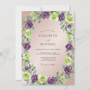 Violet Chartreuse Leaf Wedding Invitation