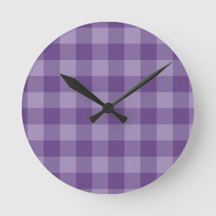 Violet chequered background round clock