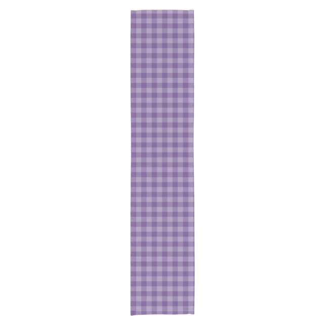 Violet chequered background short table runner (Front)