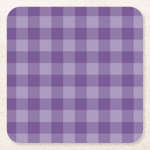 Violet chequered background square paper coaster