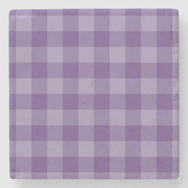 Violet chequered background stone coaster (Front)