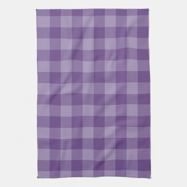 Violet chequered background tea towel (Vertical)
