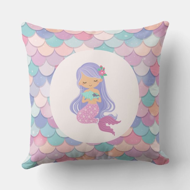 Violet Childish Mermaid  Cushion (Back)