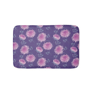 Violet Chrysanthemum Flower Vintage Pattern Bath Mat