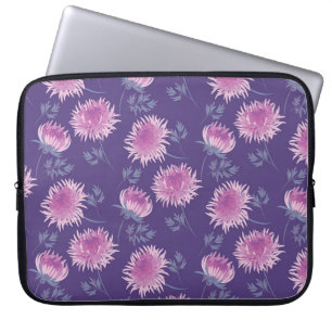 Violet Chrysanthemum Flower Vintage Pattern Laptop Sleeve