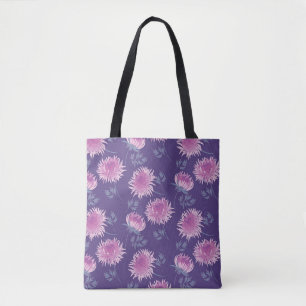 Violet Chrysanthemum Flower Vintage Pattern Tote Bag