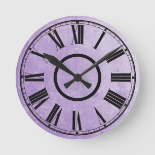 Violet Clock Weathered Effect Roman Numbers