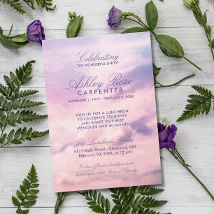 Violet Clouds Celebration of Life Memorial Invitation