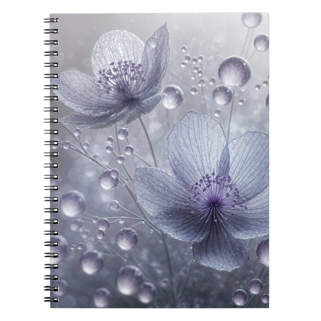 Violet Cosmos and Dew Drops Notebook (Front)