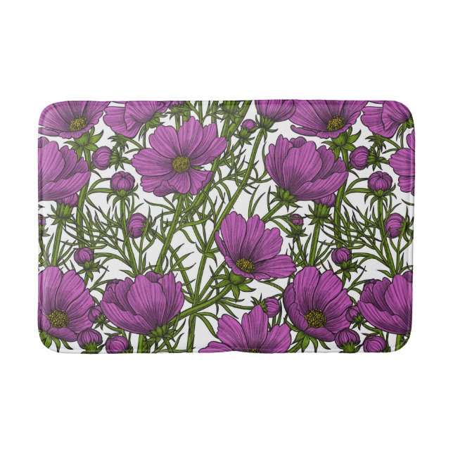 Violet cosmos flowers bath mat (Front)