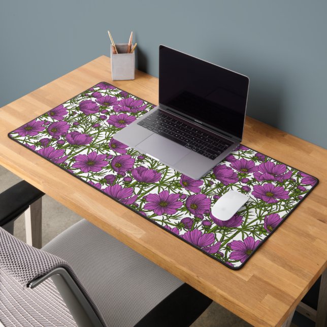 Violet cosmos flowers desk mat (Office 2)