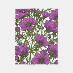 Violet cosmos flowers fleece blanket