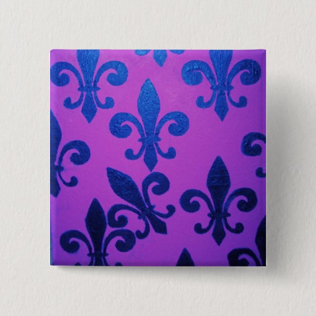 Violet Crooked Fleur De Lis 15 Cm Square Badge (Front)