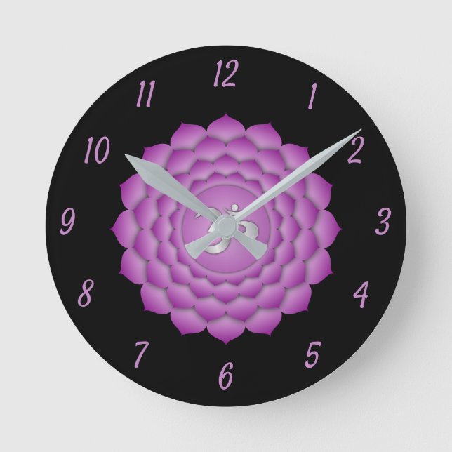 Violet Crown Chakra Chi Zen Yoga Spiritual Round Clock (Front)