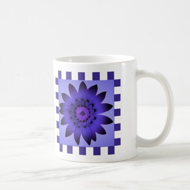 Violet Daisy Flower, Pattern Stripes - Mug (Right)