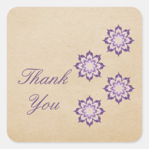 Violet Daring Floral Blooms Thank You Stickers
