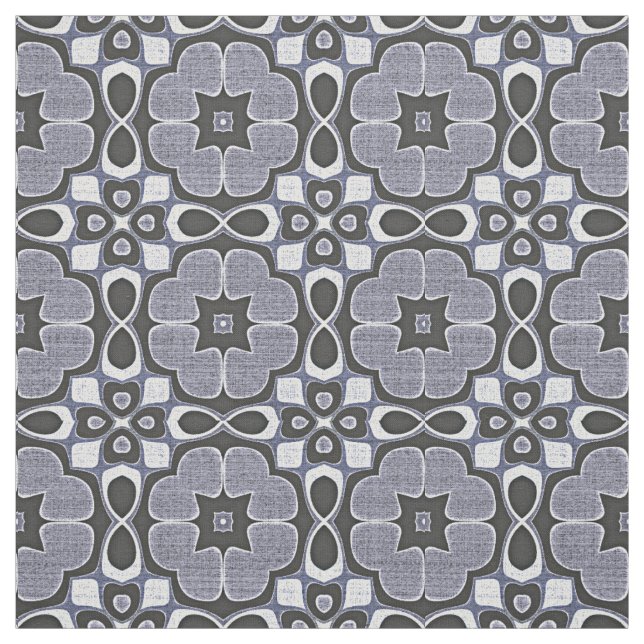 Violet Dark Blue Nouveau Deco Bali Batik Pattern Fabric (Swatch)