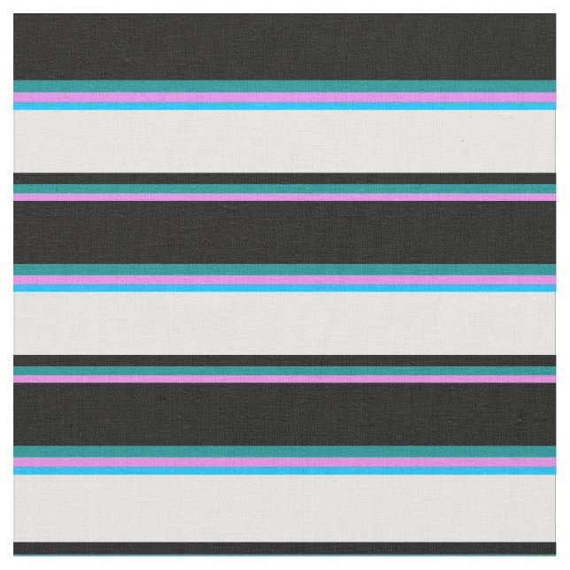 Violet, Dark Cyan, Black, White & Deep Sky Blue Fabric (Close Up)