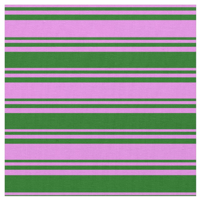 Violet & Dark Green Pattern of Stripes Fabric (Close Up)