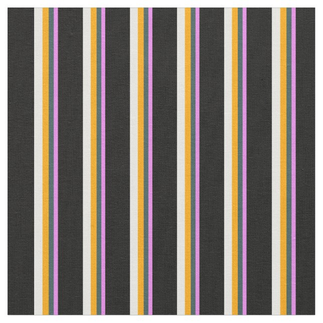 Violet, Dark Slate Grey, Orange, White & Black Fabric (Close Up)