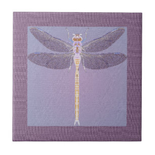 Violet Dragonfly Ceramic Tile